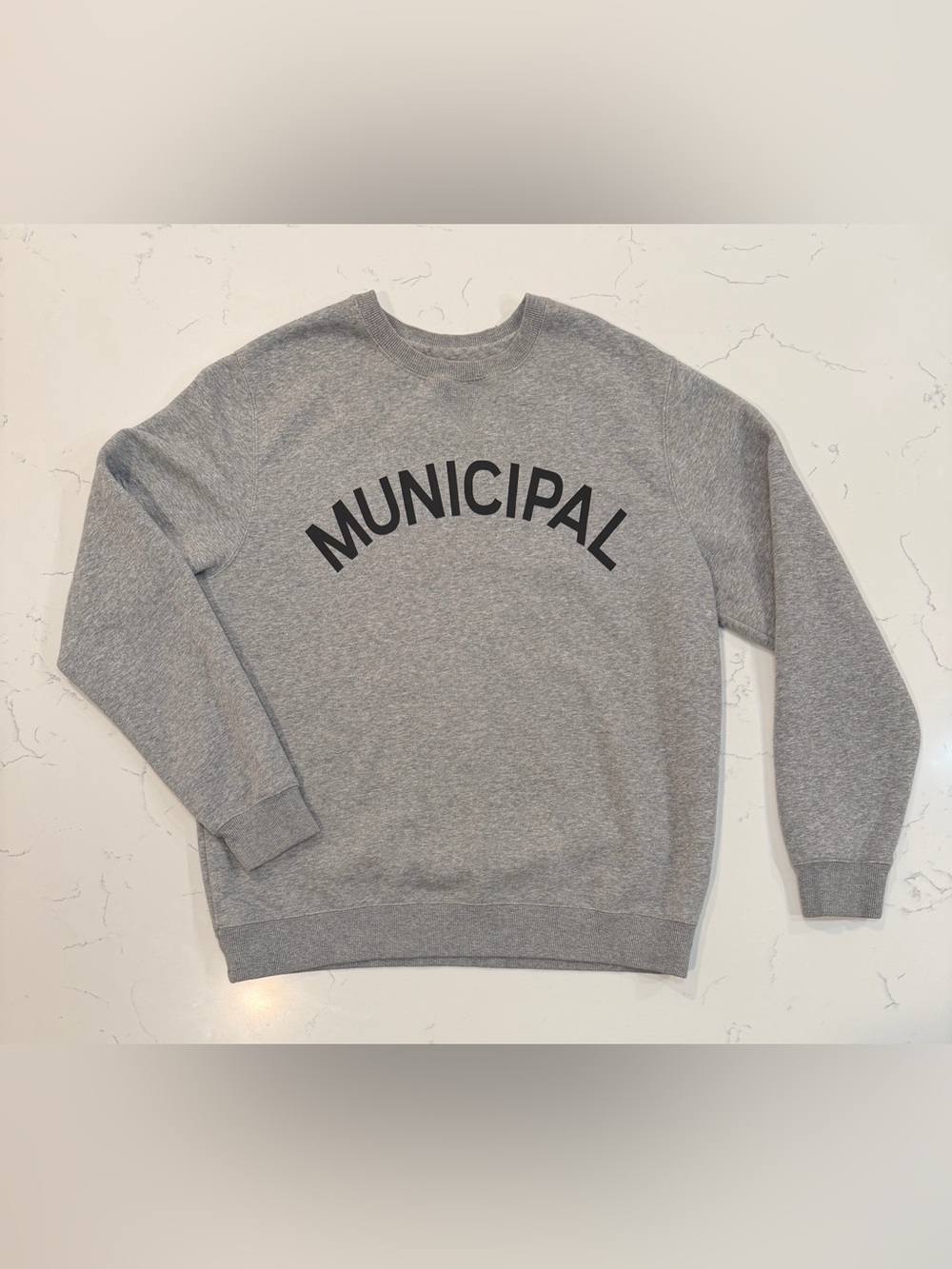 Municipal Crewneck Sweatshirt Gray Logo Pullover Mens Unisex Large